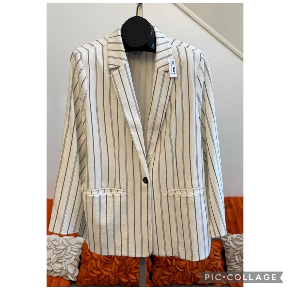 ❣️🆕Old Navy Taylor Linen-Blend Fitted Blazer & Wide-Leg Trouser Pants Suit Set❣️ - Picture 3 of 12